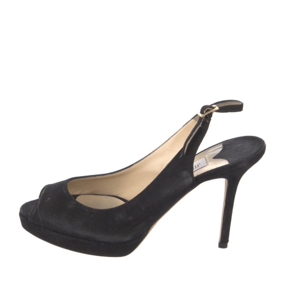Jimmy Choo Black Suede Slingback Heels 7.5